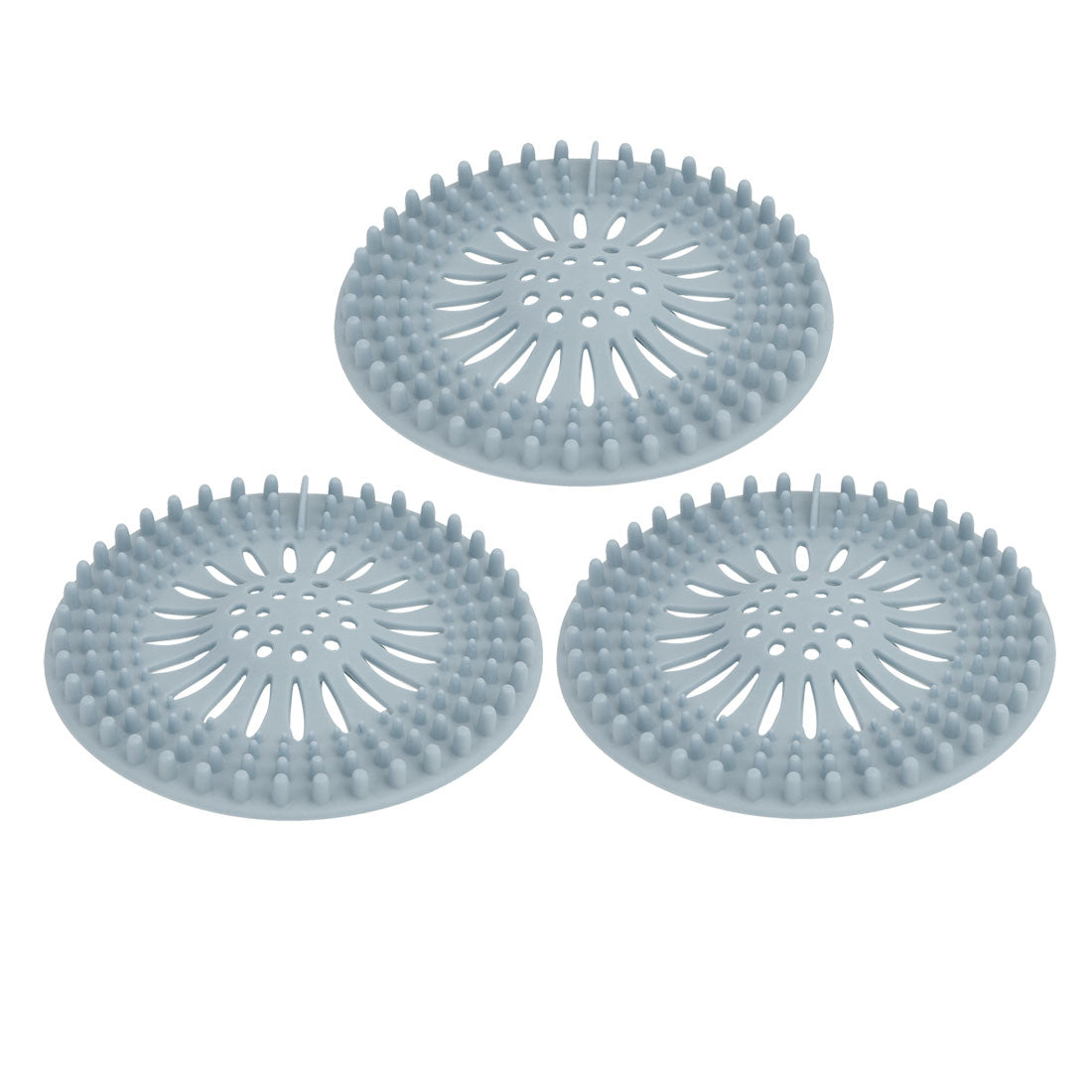 Harfington 130mm Diameter TPR Rubber Drain Hair Catcher Strainer Blue 3pcs