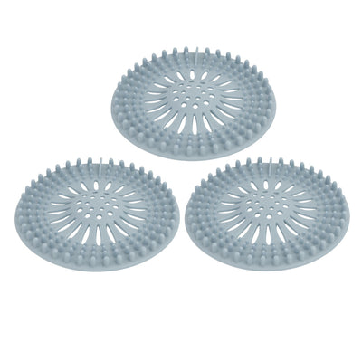 Harfington 130mm Diameter TPR Rubber Drain Hair Catcher Strainer Blue 3pcs