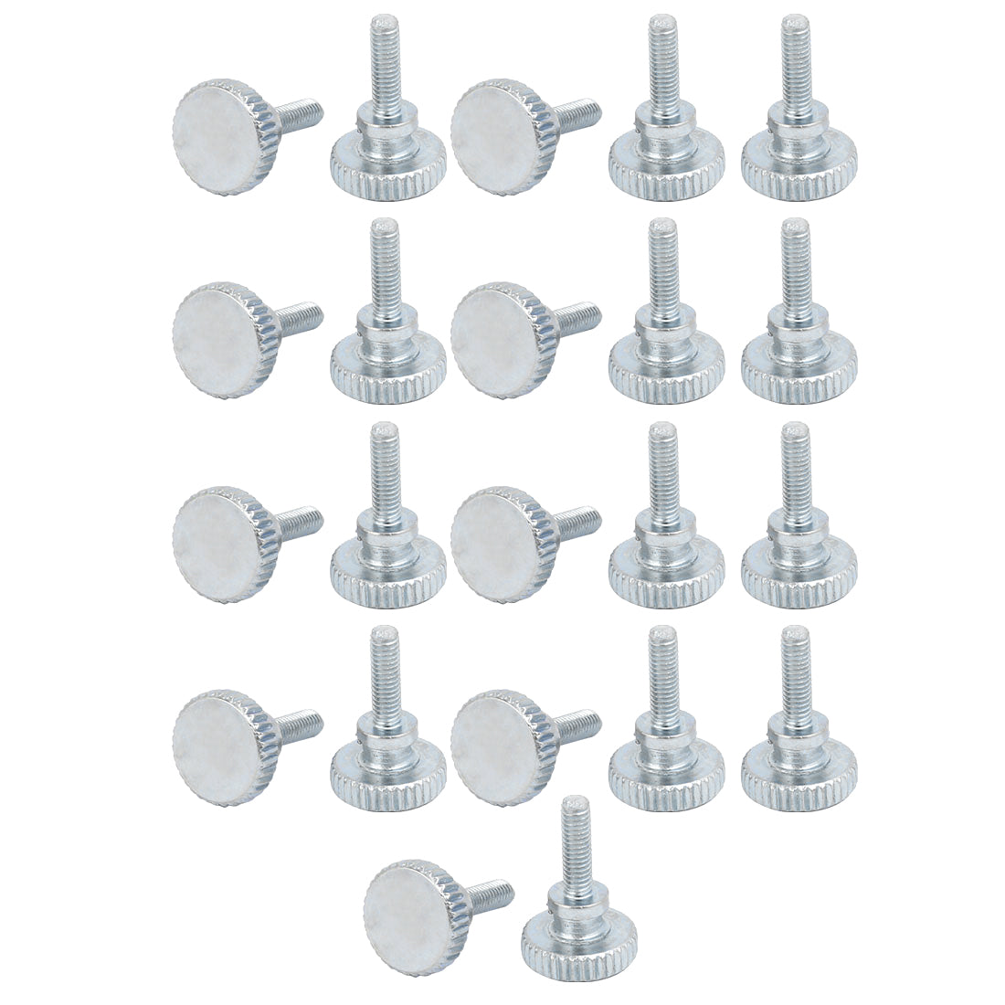 Harfington M3x10mm Carbon Steel Flat Knurled Head Fully Threaded Thumb Screw Bolt 22pcs