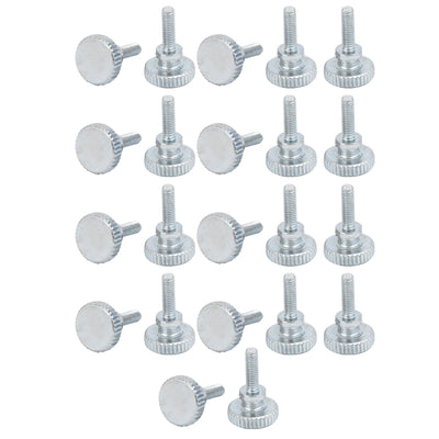 Harfington M3x10mm Carbon Steel Flat Knurled Head Fully Threaded Thumb Screw Bolt 22pcs