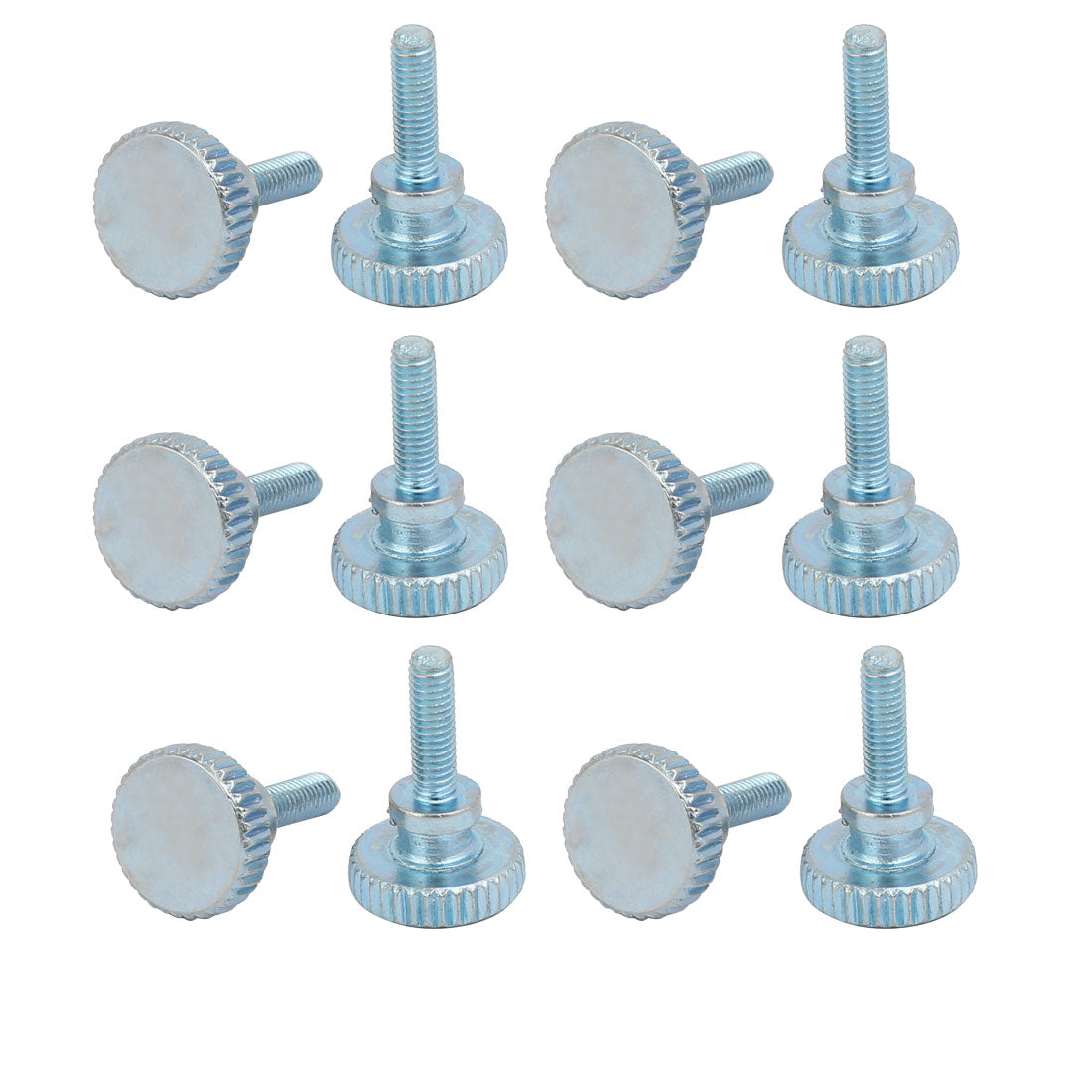 Harfington M3x10mm Carbon Steel Flat Knurled Head Fully Threaded Thumb Screw Bolt 12pcs