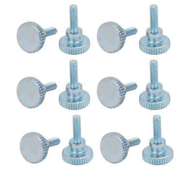 Harfington M3x10mm Carbon Steel Flat Knurled Head Fully Threaded Thumb Screw Bolt 12pcs