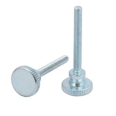 Harfington M3x25mm Carbon Steel Flat Knurled Head Fully Threaded Thumb Screw Bolt 10pcs