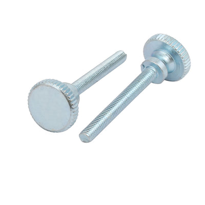 Harfington M3x25mm Carbon Steel Flat Knurled Head Fully Threaded Thumb Screw Bolt 10pcs