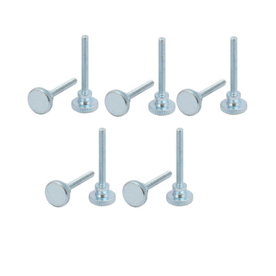 Harfington M3x25mm Carbon Steel Flat Knurled Head Fully Threaded Thumb Screw Bolt 10pcs