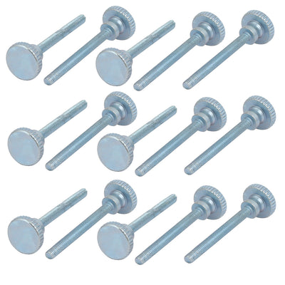 Harfington M3x30mm Carbon Steel Flat Knurled Head Fully Threaded Thumb Screw Bolt 15pcs