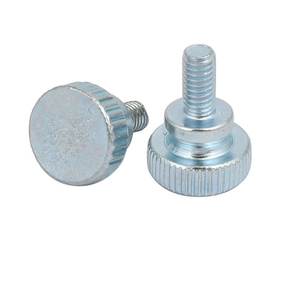 Harfington M4x8mm Carbon Steel Flat Knurled Head Fully Threaded Thumb Screw Bolt 12pcs