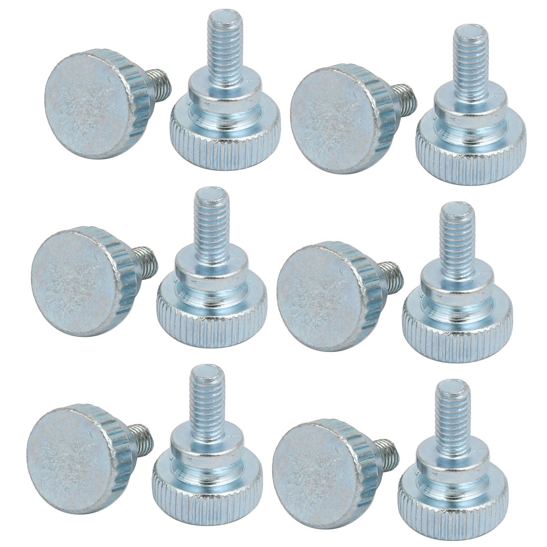 Harfington M4x8mm Carbon Steel Flat Knurled Head Fully Threaded Thumb Screw Bolt 12pcs