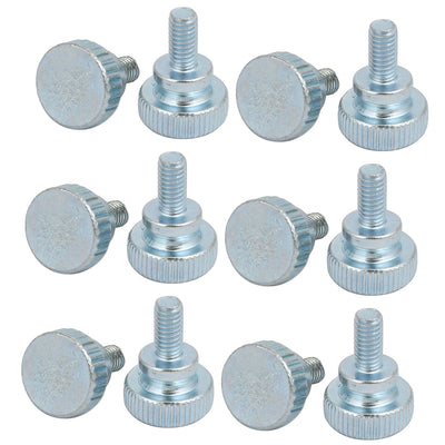 Harfington M4x8mm Carbon Steel Flat Knurled Head Fully Threaded Thumb Screw Bolt 12pcs