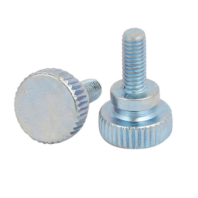 Harfington M4x10mm Carbon Steel Flat Knurled Head Fully Threaded Thumb Screw Bolt 16pcs