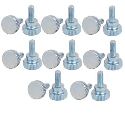 Harfington M4x10mm Carbon Steel Flat Knurled Head Fully Threaded Thumb Screw Bolt 16pcs