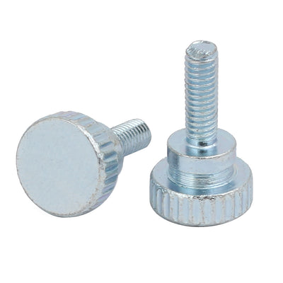 Harfington M4x12mm Carbon Steel Flat Knurled Head Fully Threaded Thumb Screw Bolt 12pcs