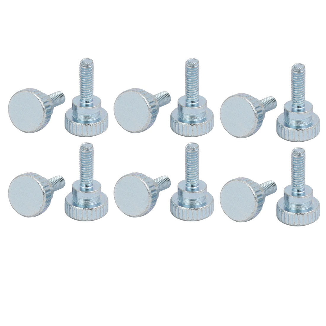 Harfington M4x12mm Carbon Steel Flat Knurled Head Fully Threaded Thumb Screw Bolt 12pcs