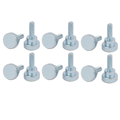 Harfington M4x12mm Carbon Steel Flat Knurled Head Fully Threaded Thumb Screw Bolt 12pcs