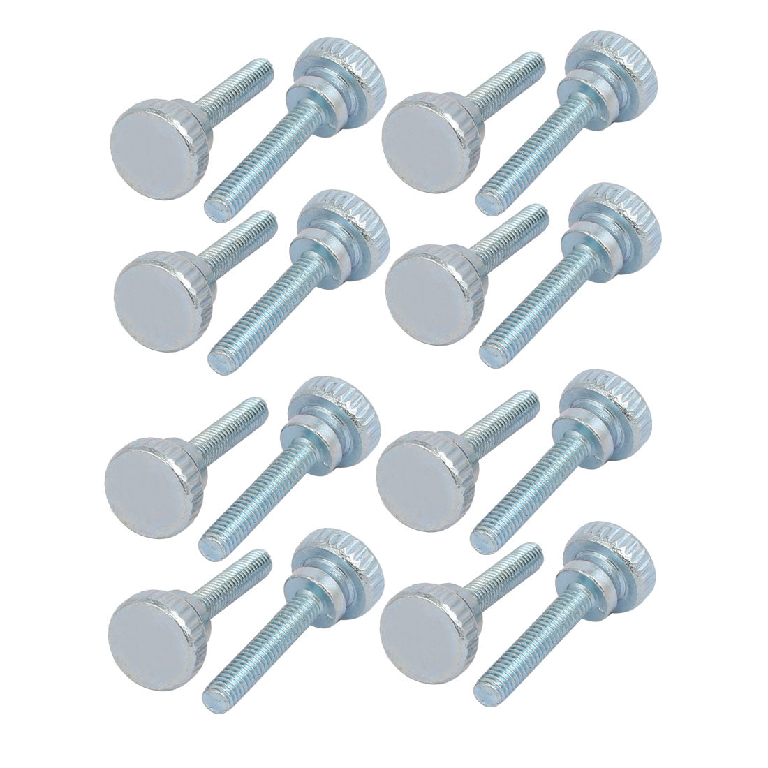 Harfington M4x20mm Carbon Steel Flat Knurled Head Fully Threaded Thumb Screw Bolt 16pcs