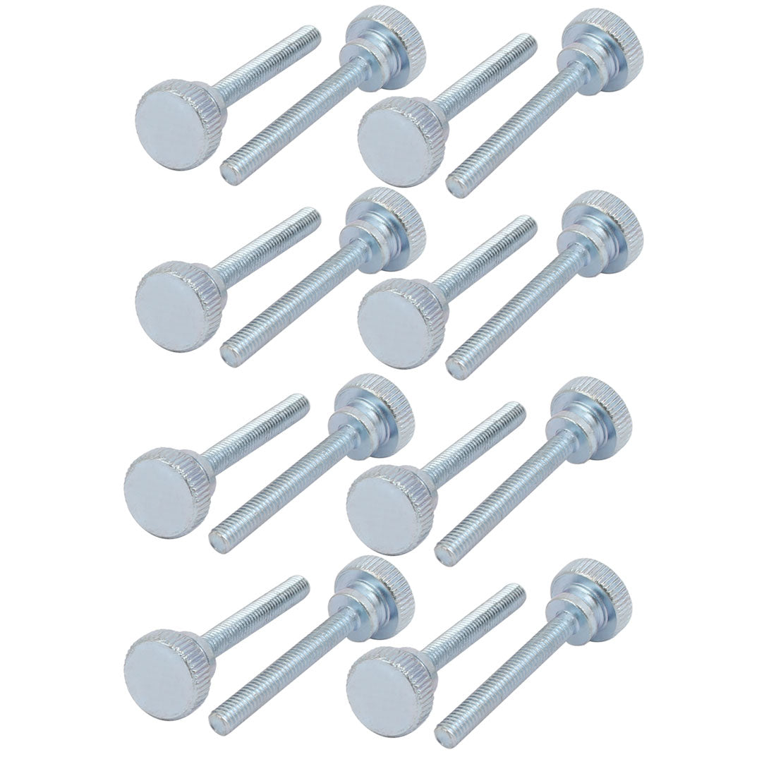 Harfington M4x30mm Carbon Steel Flat Knurled Head Fully Threaded Thumb Screw Bolt 16pcs