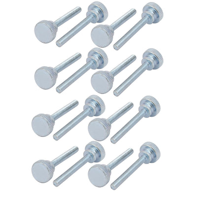 Harfington M4x30mm Carbon Steel Flat Knurled Head Fully Threaded Thumb Screw Bolt 16pcs