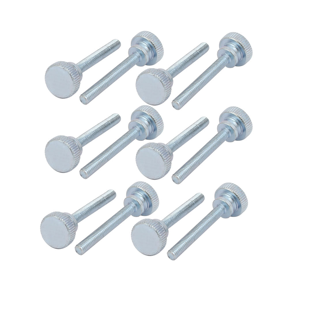Harfington M4x30mm Carbon Steel Flat Knurled Head Fully Threaded Thumb Screw Bolt 12pcs