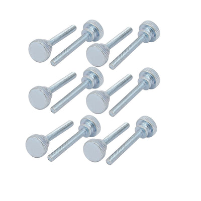 Harfington M4x30mm Carbon Steel Flat Knurled Head Fully Threaded Thumb Screw Bolt 12pcs
