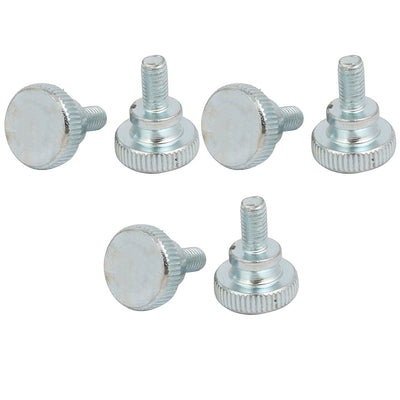 Harfington M5x10mm Carbon Steel Flat Knurled Head Fully Threaded Thumb Screw Bolt 6pcs