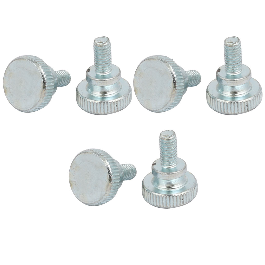 Harfington M5x10mm Carbon Steel Flat Knurled Head Fully Threaded Thumb Screw Bolt 6pcs