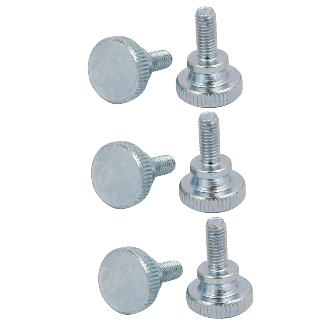 Harfington M5x12mm Carbon Steel Flat Knurled Head Fully Threaded Thumb Screw Bolt 6pcs