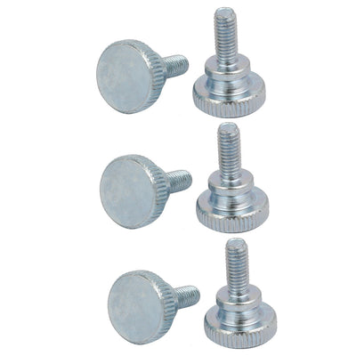 Harfington M5x12mm Carbon Steel Flat Knurled Head Fully Threaded Thumb Screw Bolt 6pcs