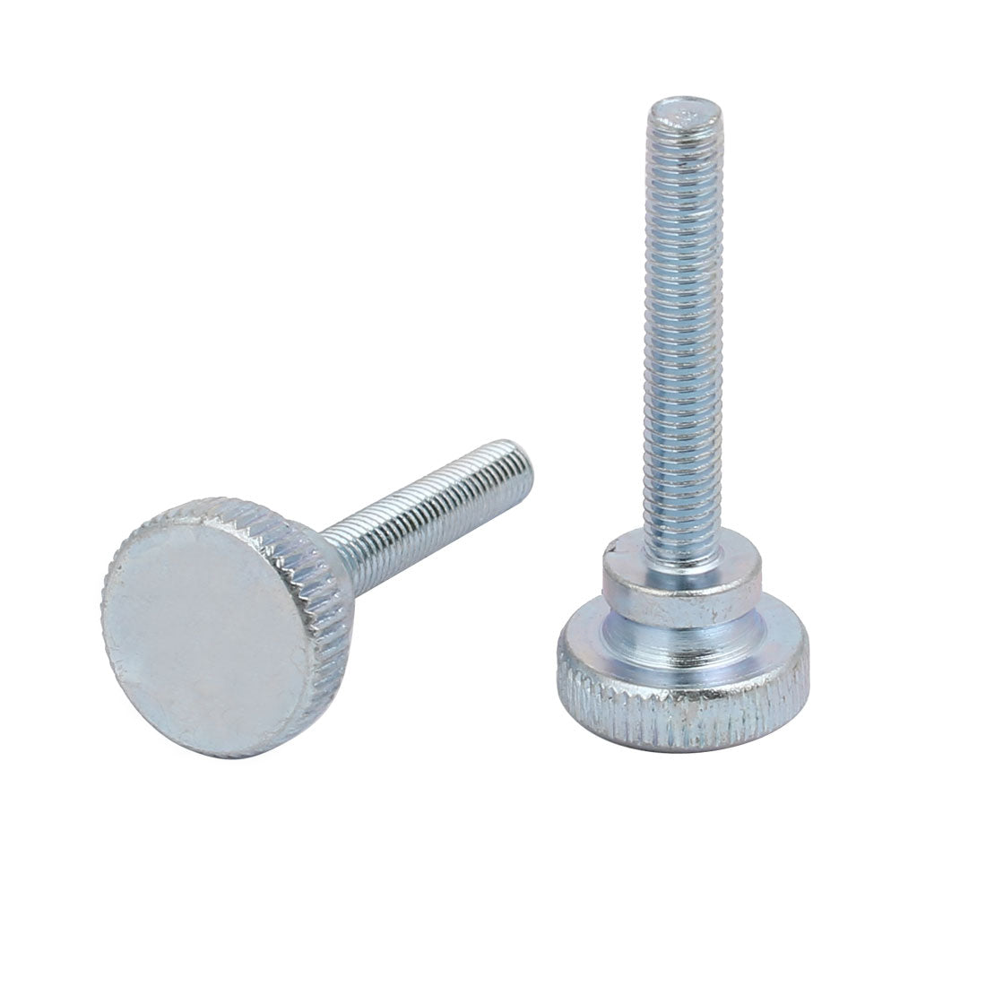 Harfington M5x30mm Carbon Steel Flat Knurled Head Fully Threaded Thumb Screw Bolt 6pcs