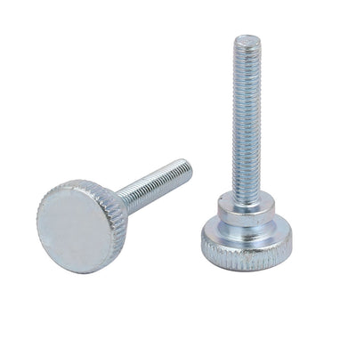 Harfington M5x30mm Carbon Steel Flat Knurled Head Fully Threaded Thumb Screw Bolt 6pcs