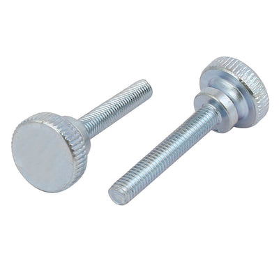 Harfington M5x30mm Carbon Steel Flat Knurled Head Fully Threaded Thumb Screw Bolt 6pcs