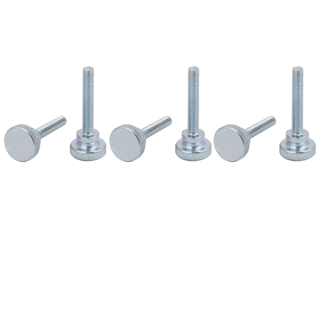 Harfington M5x30mm Carbon Steel Flat Knurled Head Fully Threaded Thumb Screw Bolt 6pcs