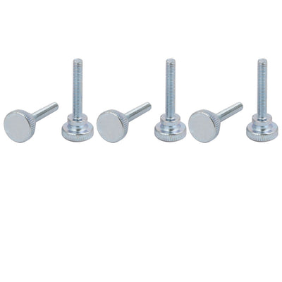 Harfington M5x30mm Carbon Steel Flat Knurled Head Fully Threaded Thumb Screw Bolt 6pcs
