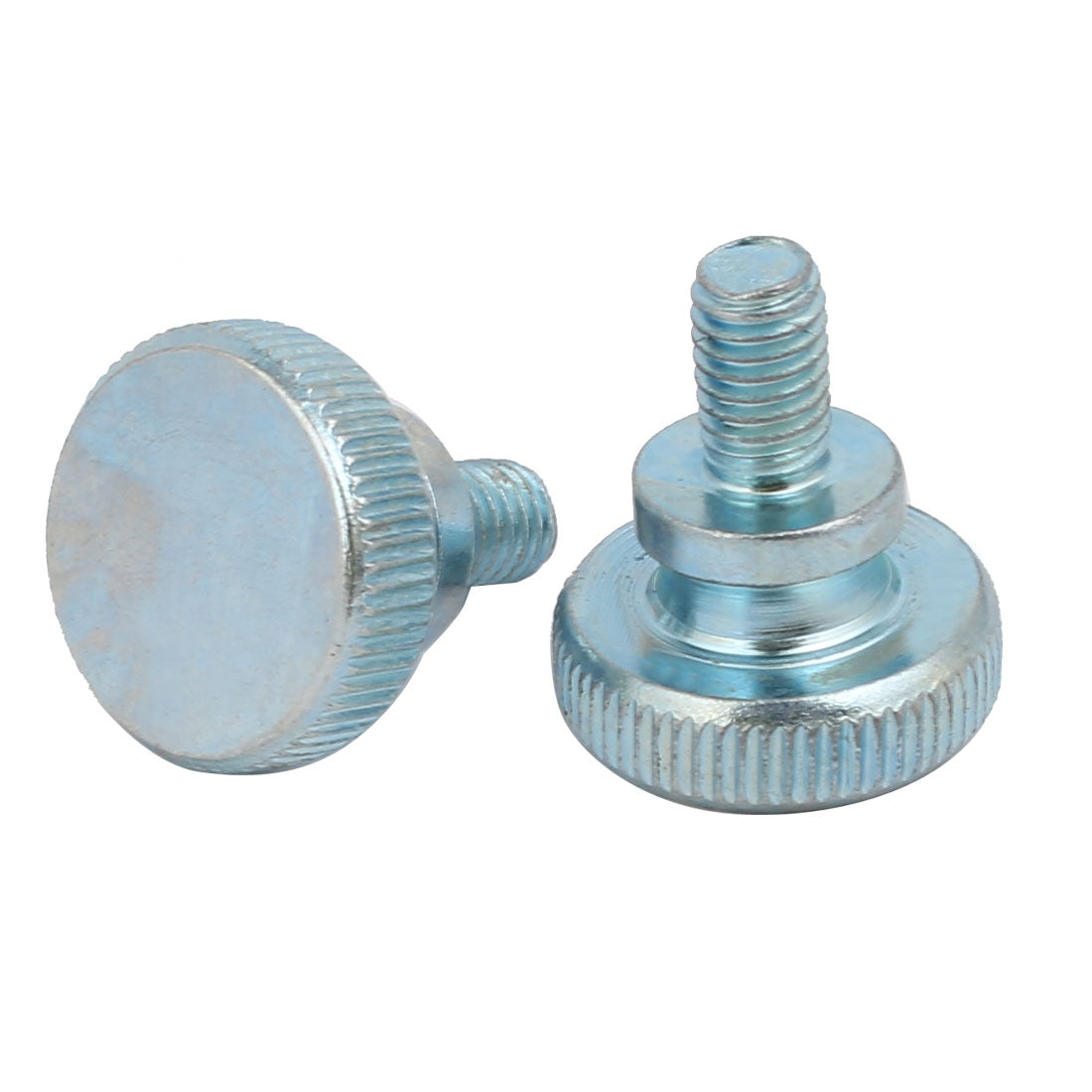 Harfington M6x10mm Carbon Steel Flat Knurled Head Fully Threaded Thumb Screw Bolt 10pcs