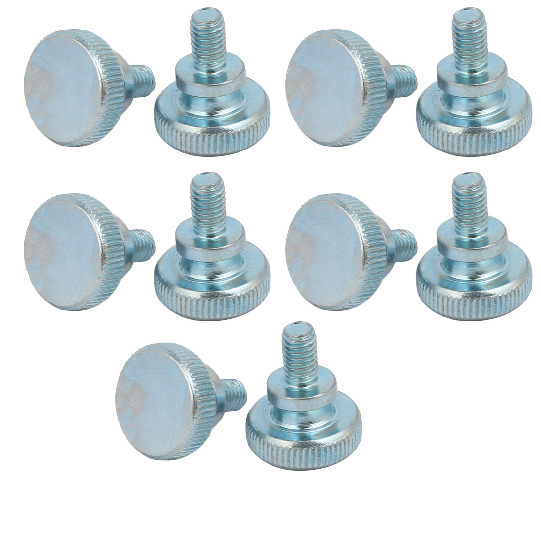 Harfington M6x10mm Carbon Steel Flat Knurled Head Fully Threaded Thumb Screw Bolt 10pcs