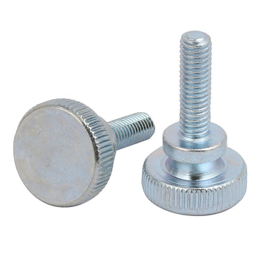 Harfington M6x20mm Carbon Steel Flat Knurled Head Fully Threaded Thumb Screw Bolt 6pcs