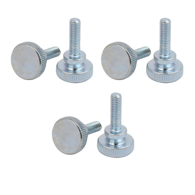 Harfington M6x20mm Carbon Steel Flat Knurled Head Fully Threaded Thumb Screw Bolt 6pcs