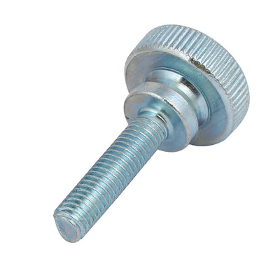 Harfington M6x25mm Carbon Steel Flat Knurled Head Fully Threaded Thumb Screw Bolt 6pcs