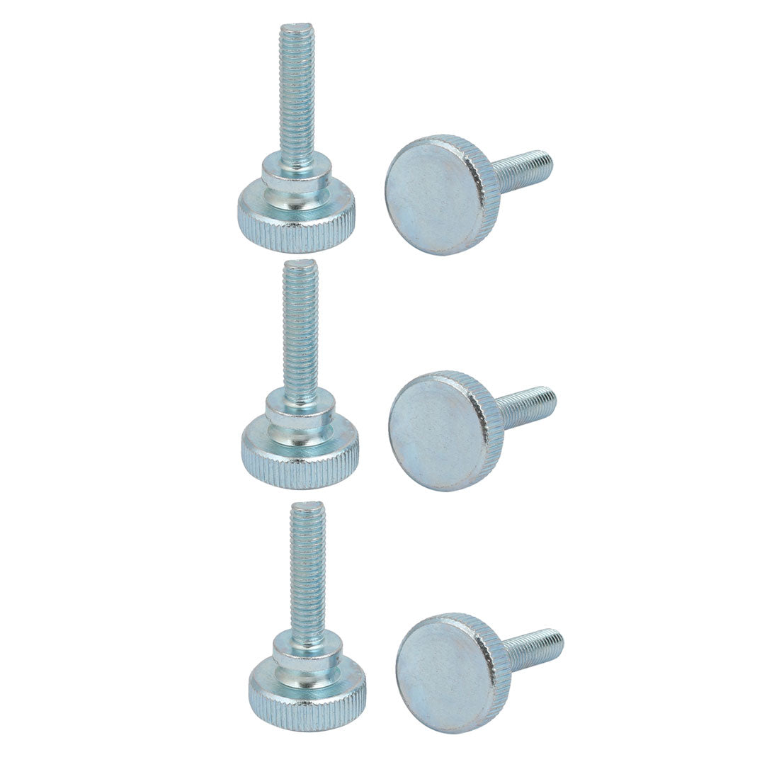 Harfington M6x25mm Carbon Steel Flat Knurled Head Fully Threaded Thumb Screw Bolt 6pcs