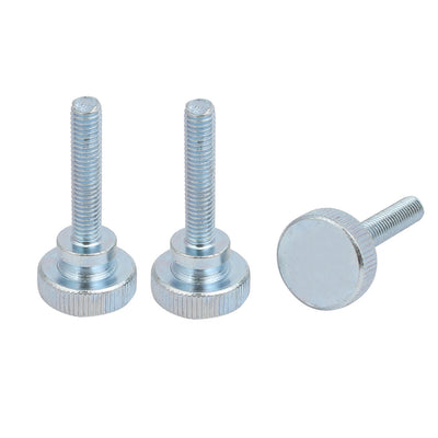 Harfington M6x30mm Carbon Steel Flat Knurled Head Fully Threaded Thumb Screw Bolt 3pcs