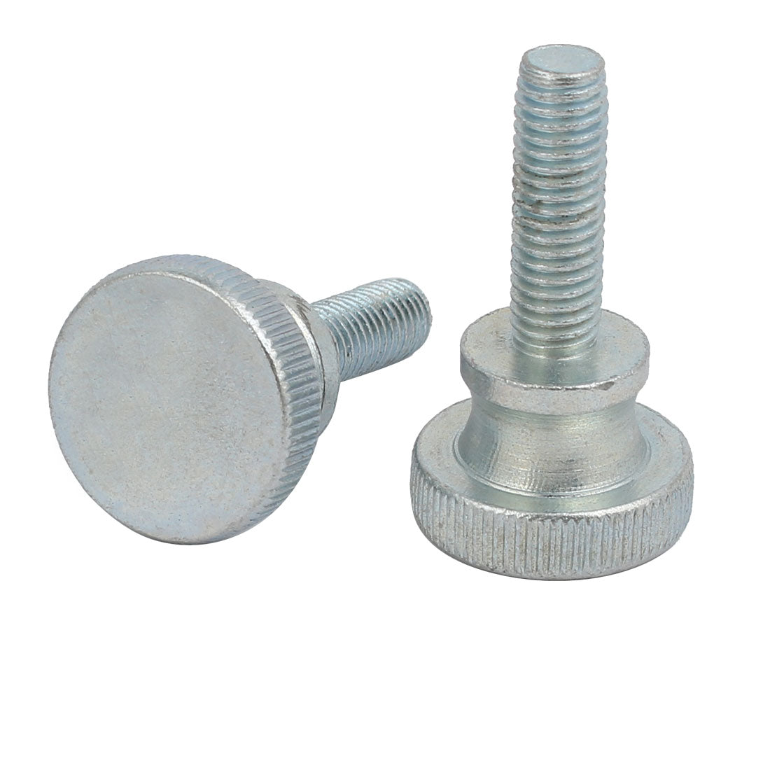 Harfington M8x25mm Carbon Steel Flat Knurled Head Fully Threaded Thumb Screw Bolt 2pcs