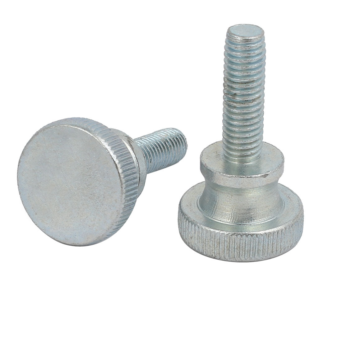 Harfington M8x25mm Carbon Steel Flat Knurled Head Fully Threaded Thumb Screw Bolt 2pcs