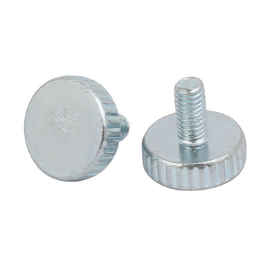 Harfington M3x6mm Thread Zinc Plated Knurled Round Head Thumb Screws Silver Blue 20pcs