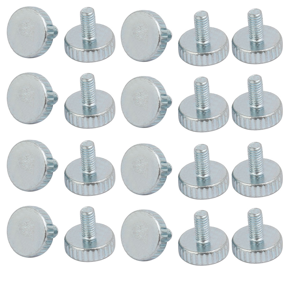 Harfington M3x6mm Thread Zinc Plated Knurled Round Head Thumb Screws Silver Blue 20pcs