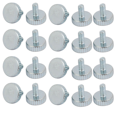 Harfington M3x6mm Thread Zinc Plated Knurled Round Head Thumb Screws Silver Blue 20pcs