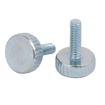 Harfington M3x12mm Thread Zinc Plated Knurled Round Head Thumb Screws Silver Blue 20pcs