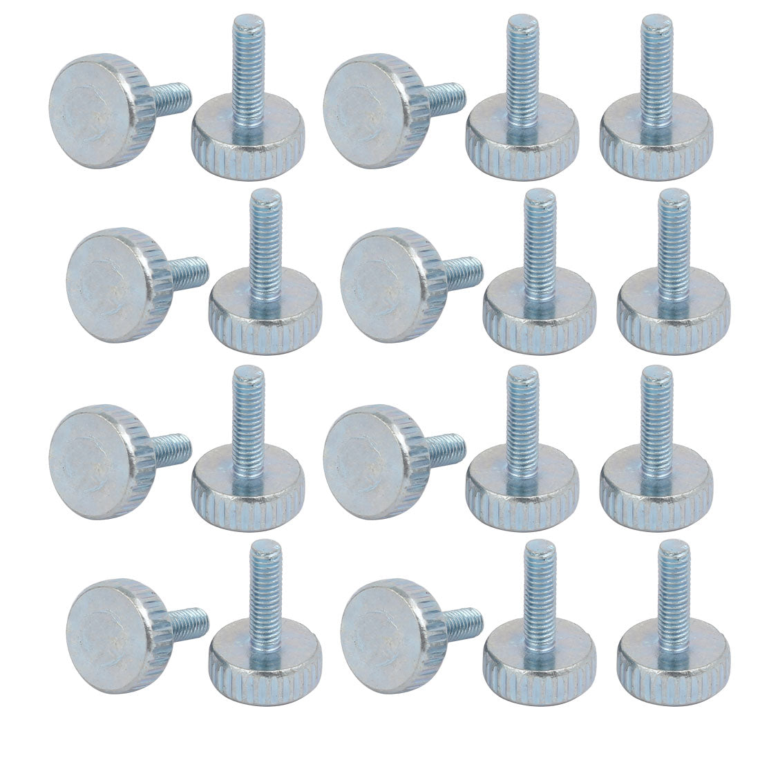 Harfington M3x12mm Thread Zinc Plated Knurled Round Head Thumb Screws Silver Blue 20pcs