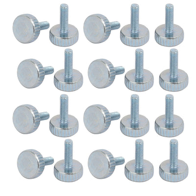 Harfington M3x12mm Thread Zinc Plated Knurled Round Head Thumb Screws Silver Blue 20pcs