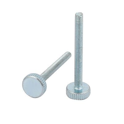 Harfington M4x40mm Thread Zinc Plated Knurled Round Head Thumb Screws Silver Blue 10pcs