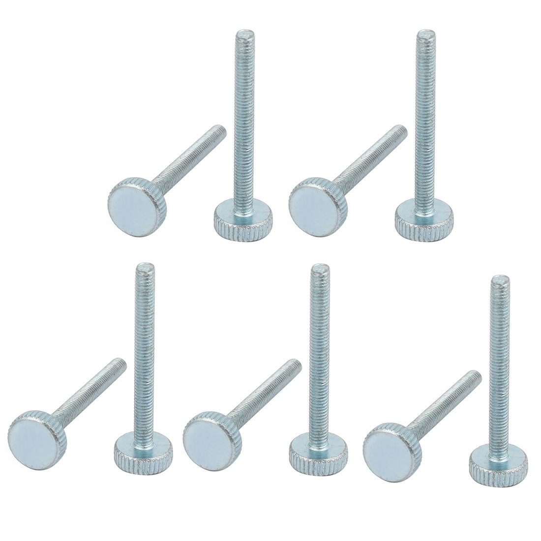 Harfington M4x40mm Thread Zinc Plated Knurled Round Head Thumb Screws Silver Blue 10pcs