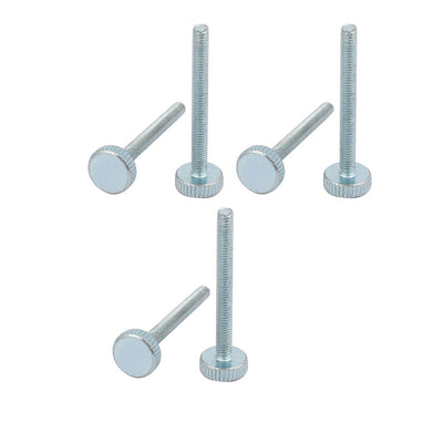 Harfington M4x40mm Thread Zinc Plated Knurled Round Head Thumb Screws Silver Blue 6pcs
